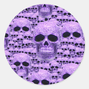 Keltische paarse schedelcollage ronde sticker