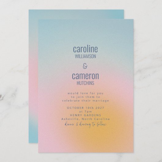 Keltische pasta Blue Roze gradiënt bruiloft Kaart (Voorkant / Achterkant)