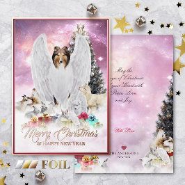 Keltische Pet Kerstmis, Sable Collie Angel - Folie Feestdagenkaart