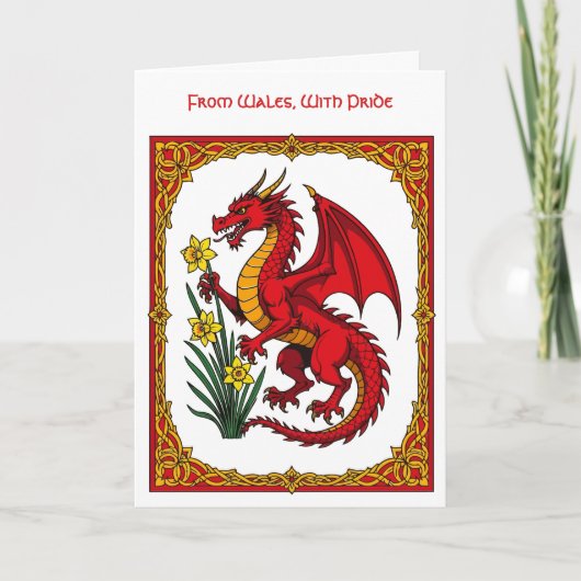 Keltische Rode Draak met een Narcis Kaart (Voorkant)