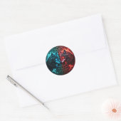 Keltische rode en blauwe wolf ronde Sticker (Envelop)