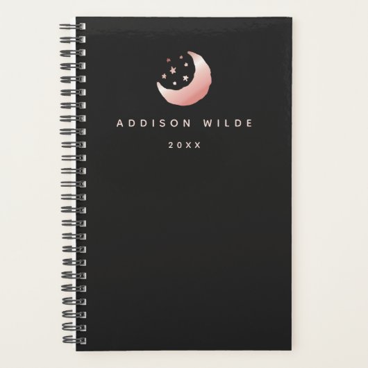 Keltische Roos Gold Crescent Moon Stars Logo Planner (Voorkant)