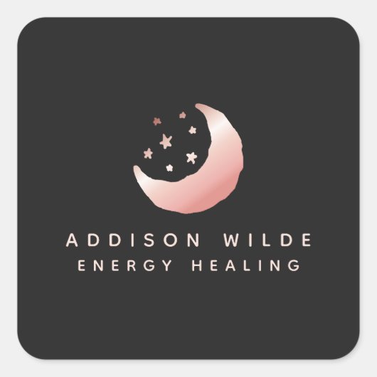 Keltische Roos Gold Crescent Moon Stars Logo Vierkante Sticker (Voorkant)