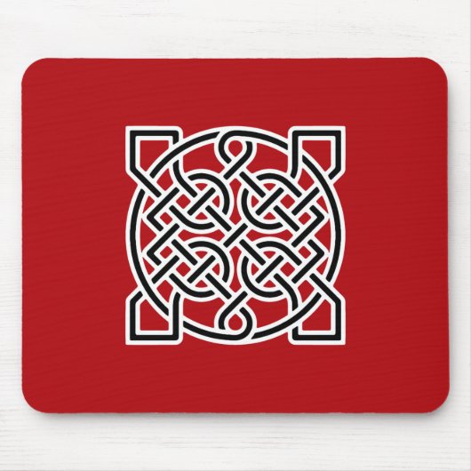 Keltische Sailors Knot, Deep Red, Black and White Muismat (Voorkant)