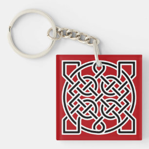 Keltische Sailors Knot, Deep Red, Black and White Sleutelhanger