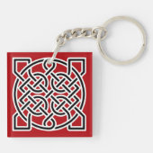 Keltische Sailors Knot, Deep Red, Black and White Sleutelhanger (Achterkant)
