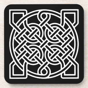 Keltische Sailor's Knot, White op een zwarte achte Drankjes Onderzetter