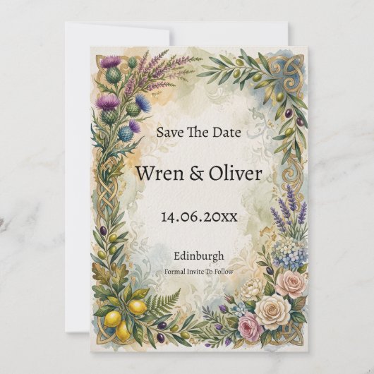 Keltische Schotse Italiaanse Erfgoed Bewaar De Dat Save The Date (Voorkant)