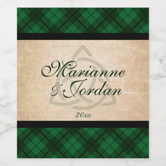 Keltische Schotse ruit Wijn Etiket (Enkel label)