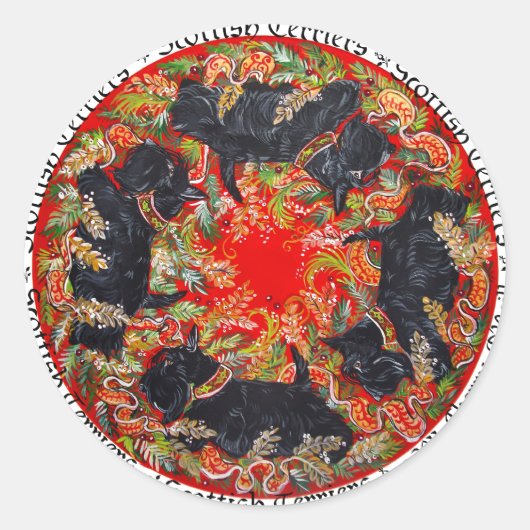 Keltische Schotse Terriër Medaillon Ronde Sticker (Voorkant)