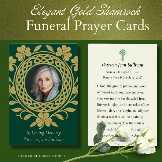 Keltische Shamrock begrafenis Iers gebed Visitekaartje
