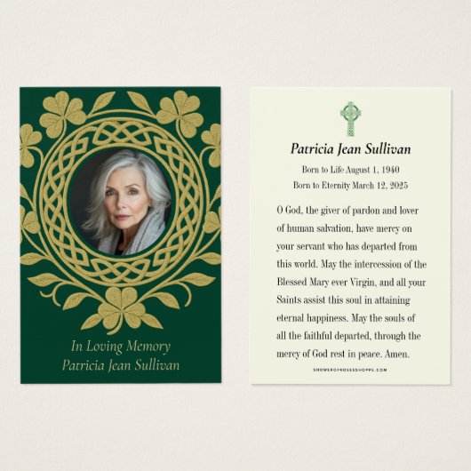 Keltische Shamrock begrafenis Iers gebed Visitekaartje (Voorkant /achterkant)