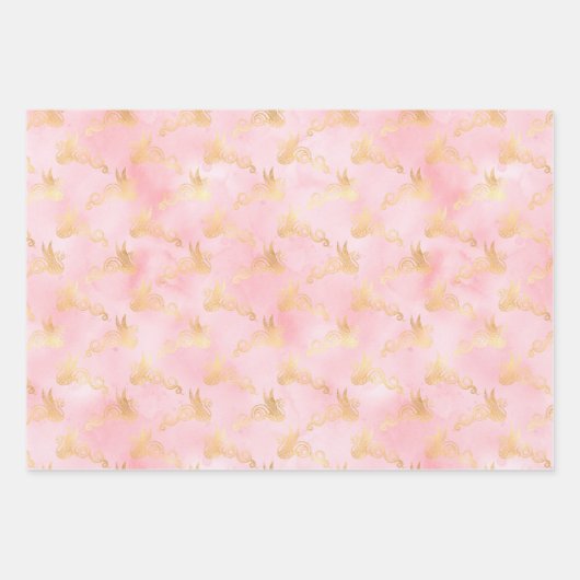 Keltische SkiesRoze en goudpapier Inpakpapier Vel (Voorkant 3)