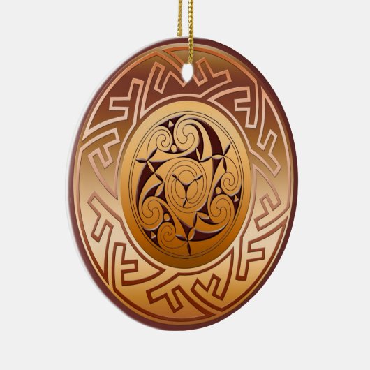 Keltische sleutel en spiralige kerstversiering keramisch ornament (Rechts)