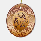 Keltische sleutel en spiralige kerstversiering keramisch ornament (Links)