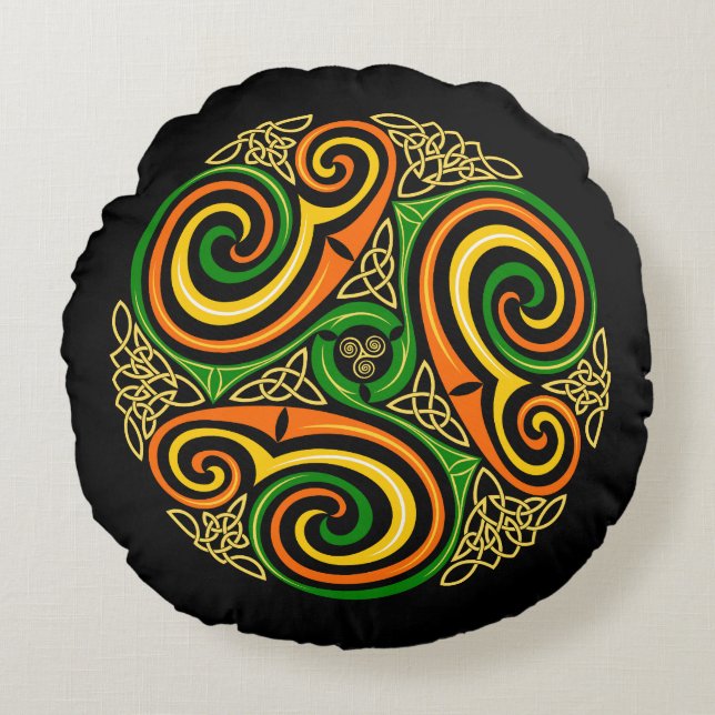 Keltische spiralen ronde kussen (Voorkant)