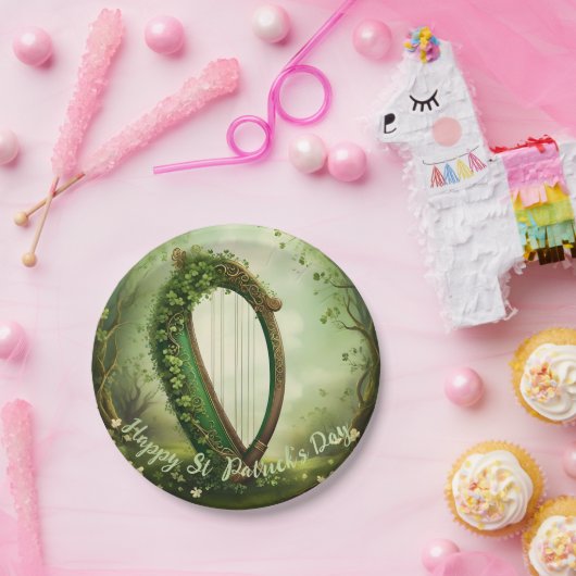   Keltische St Patrick’s Day Harp. Papieren Bordje (Feest)
