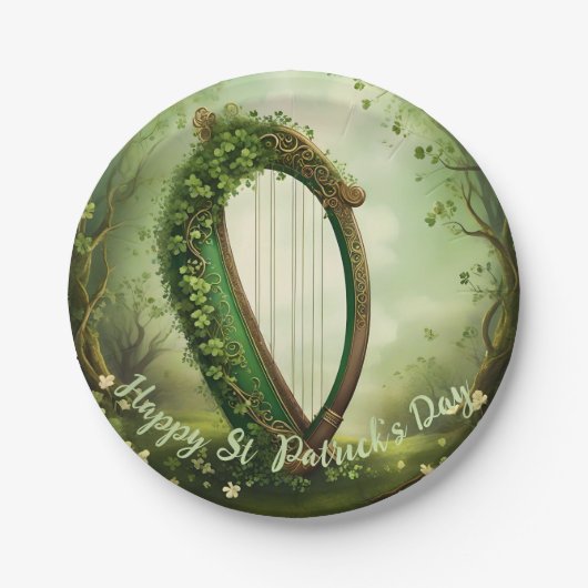   Keltische St Patrick’s Day Harp. Papieren Bordje (Voorkant)