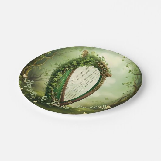   Keltische St Patrick’s Day Harp. Papieren Bordje (Gekanteld)