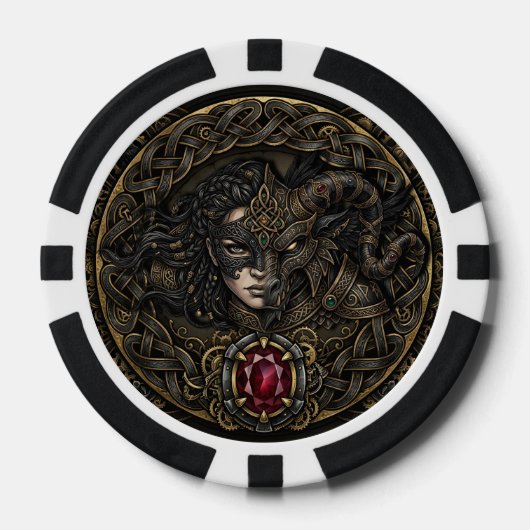Keltische Steampunk-krijger. Poker Chips (Voorkant)