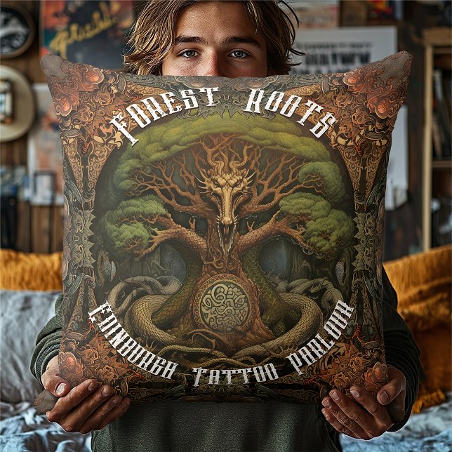 Keltische structuurdraak - Kunstkunst met AI-Tatto Kussen (Creator heeft geüpload)