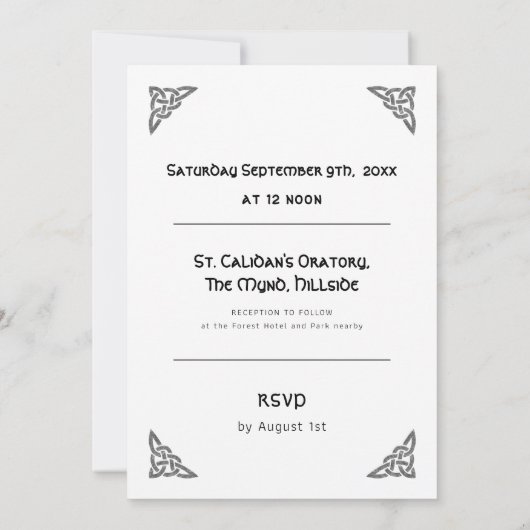 Keltische symbolen en gebladerte op wit modern kaart (Achterkant)