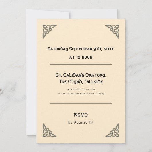 Keltische symbolen en loof op moderne crème kaart (Achterkant)