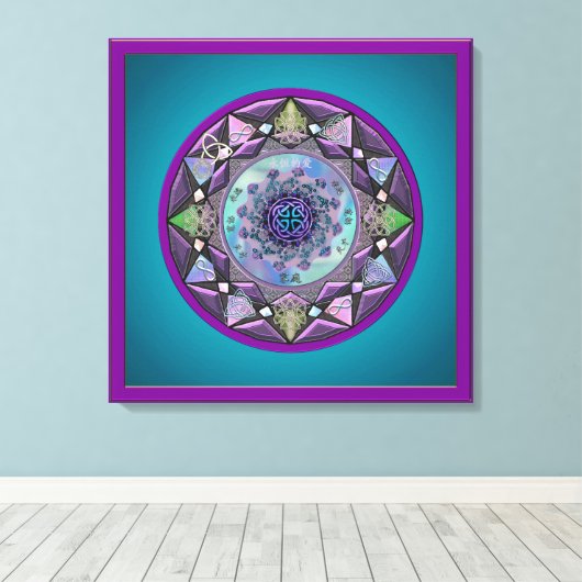 Keltische symbolische mandala canvas afdruk (Insitu (Houten vloer))