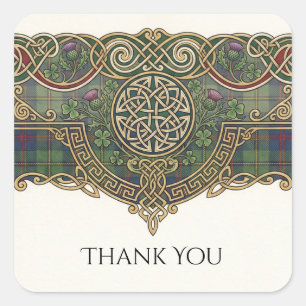 Keltische Tartan Bedankt Trouwsticker Vierkante Sticker