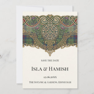 Keltische Tartan Save the Date Kaart