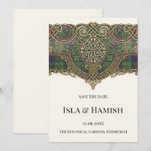 Keltische Tartan Save the Date Kaart (Voorkant / Achterkant)