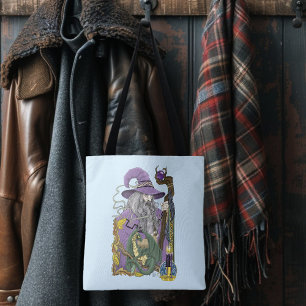 Keltische tovenaar draak fantasie paars tote bag