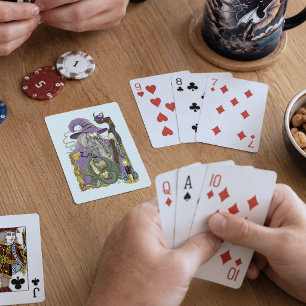 Keltische tovenaardraak fantasie paars pokerkaarten