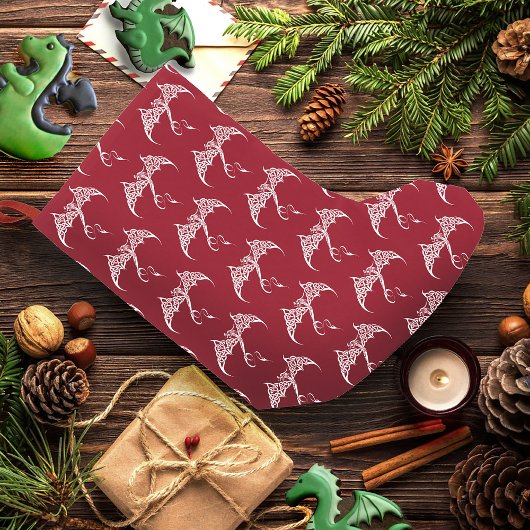 Keltische Tribal Dragon Rood Wit Kleine Kerstsok