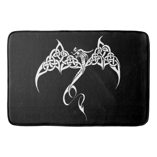 Keltische Tribal Dragon zwart wit Badmat (Voorkant)