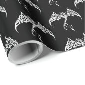 Keltische Tribal Dragon Zwart Wit Cadeaupapier (Rol Hoek)