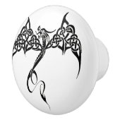 Keltische Tribal Dragon Zwart Wit Keramische Knop (Rechts)