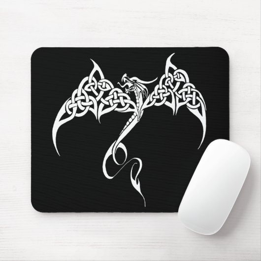 Keltische Tribal Dragon Zwart Wit Muismat (Met muis)
