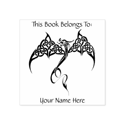 Keltische Tribal Dragon Zwart Wit Rubberstempel (Afrduk)