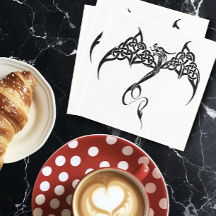 Keltische Tribal Dragon Zwart Wit Servet