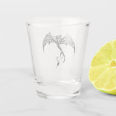 Keltische Tribal Dragon Zwart Wit Shot Glas (Achterkant)
