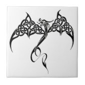 Keltische Tribal Dragon Zwart Wit Tegeltje (Voorkant)