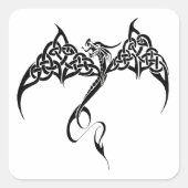 Keltische Tribal Dragon Zwart Wit Vierkante Sticker (Voorkant)