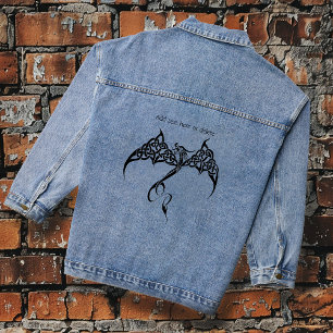 Keltische Tribale Draak Knoopwerk Zwart Wit Fantas Denim Jacket