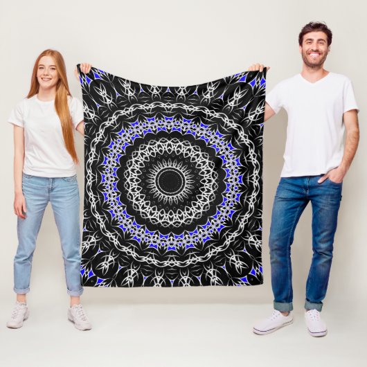 Keltische Tribale Mandala ( Blauw ) Fleece Deken (In situ)