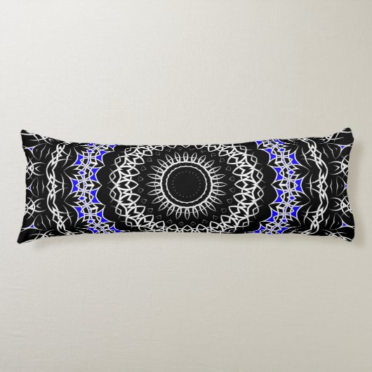 Keltische Tribale Mandala ( Blauw ) Lichaamskussen (Voorkant)