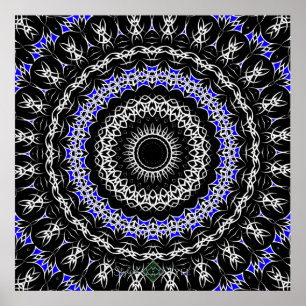 Keltische Tribale Mandala ( Blauw ) Poster