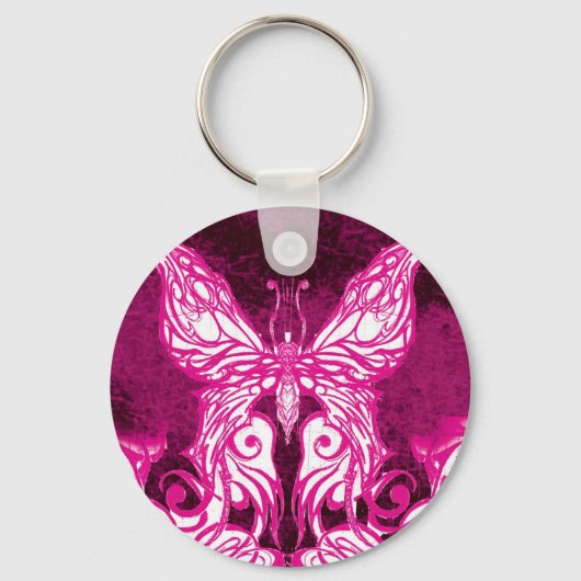 Keltische/tribale roze vlinder Sleutelhanger (Voorkant)