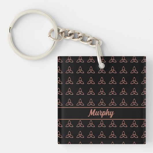 Keltische Trinity Knoop Ierse Trouw Monogram Sleutelhanger (Voorkant)