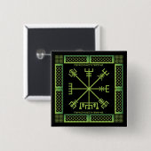 Keltische Vegvisir-knop (vierkant) Vierkante Button 5,1 Cm (Voorkant /achterkant)
